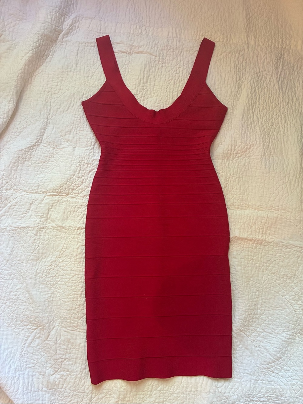 Herve Leger Crimson Red Bandage Midi Dress